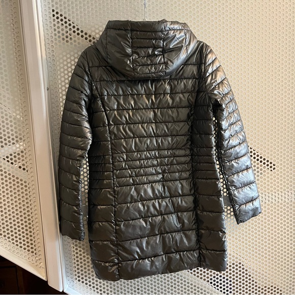 Puffer Jacket Women’s Lightweight Hooded Zip up Size Small in Silver Gray - Picture 2 of 11